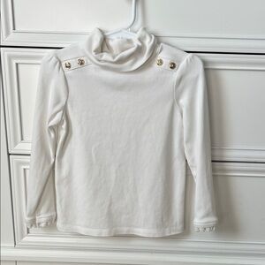 White Turtleneck Kids Shirt with Gold Button Accents